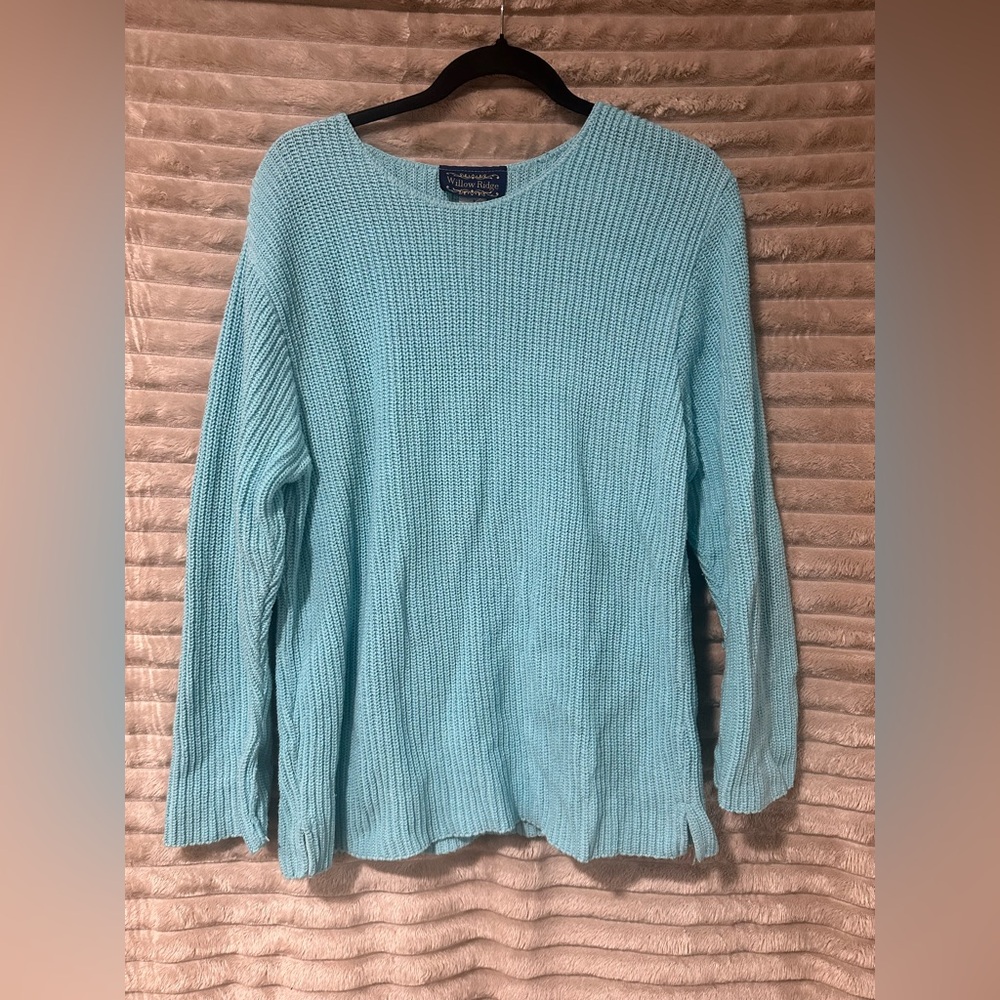 Willow Ridge Aqua Ribbed Knit Sweater